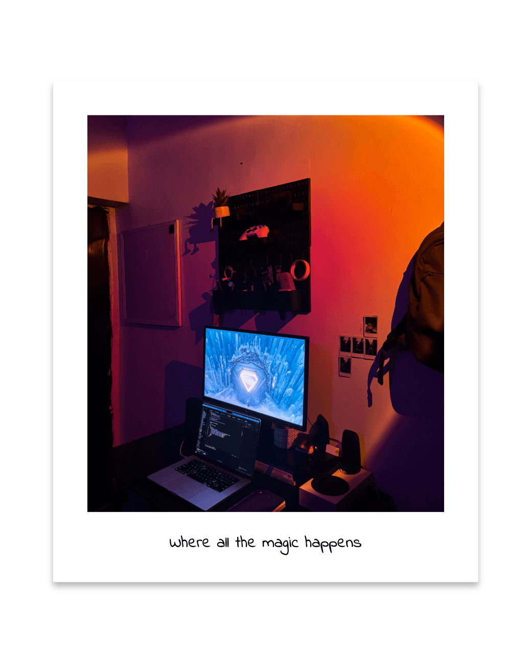 Pelumi’s neon-lit desk and computer setup