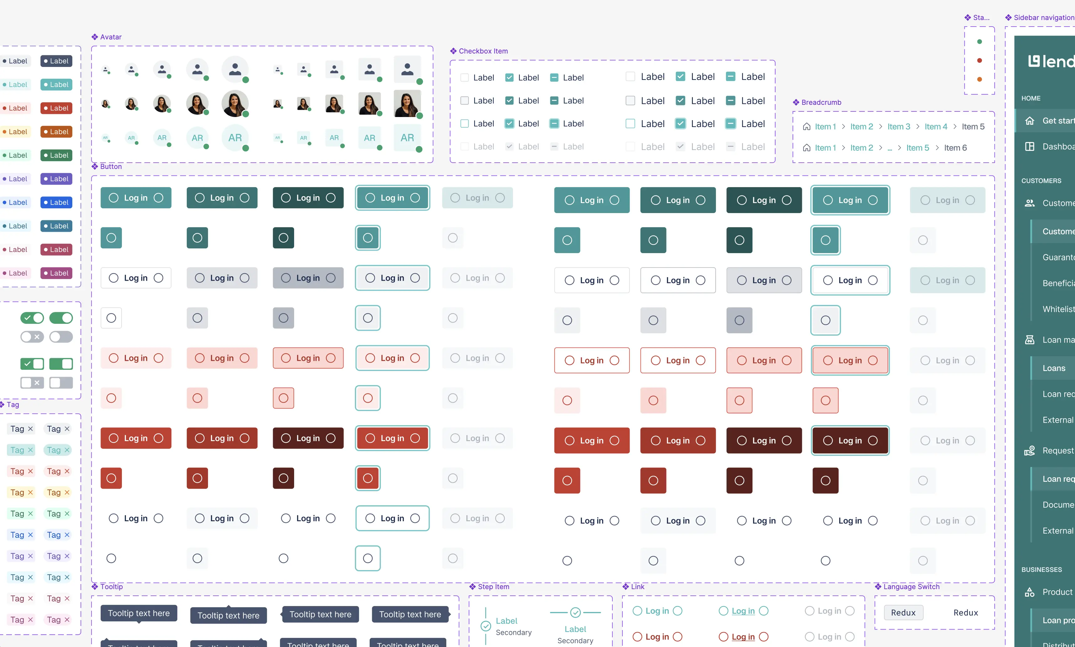 A snapshot of the Pecunia component library